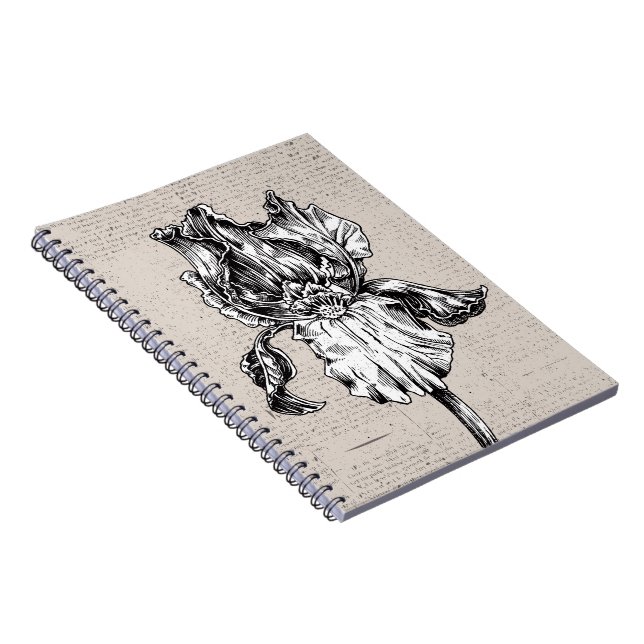 Vintages Iris-Zeichnen Notizblock (Rechte Seite)