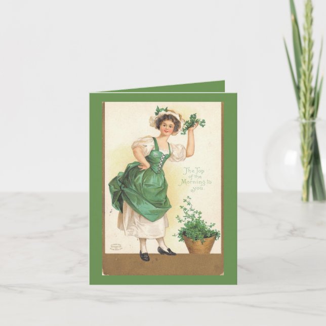 Vintages irisches Fräulein St.Pat's Card Karte (Vorderseite)