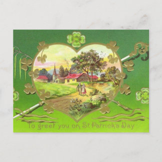 Vintages irisches Herz St. Patrick's Day Postkarte