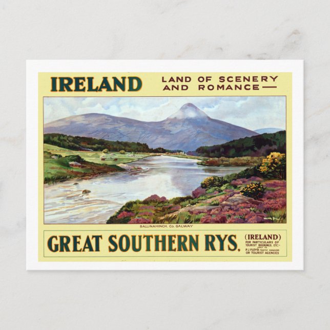 Vintages Irland Land der Landschaft und Romantik Postkarte (Vorderseite)