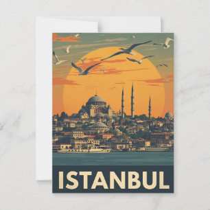 Vintages Istanbul Cityscape Postkarte