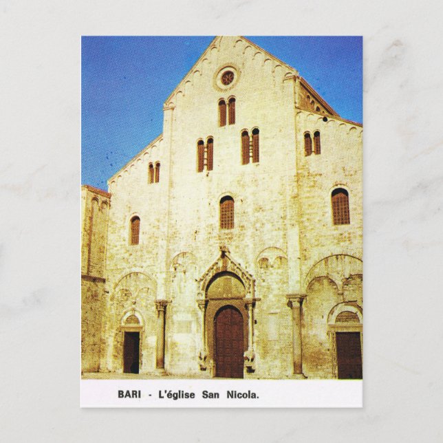 Vintages Italien, Bari, Kirche St. Nikolaus Postkarte (Vorderseite)