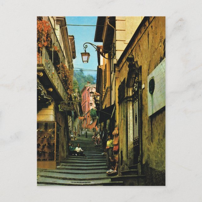 Vintages Italien Bellagio Straße Postkarte (Vorderseite)