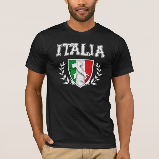 Vintages ITALIEN-Flaggen-Wappen T-Shirt (Vorderseite)