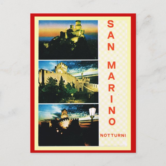 Vintages Italien, Reiseplaner, San Marino Postkarte (Vorderseite)