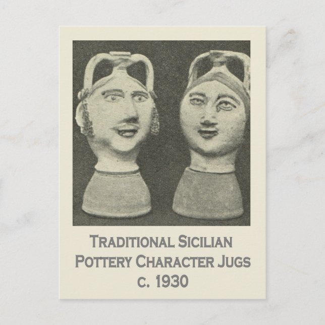 Vintages Italien, Sizilien, traditionelle Töpferei Postkarte (Vorderseite)