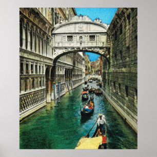 Vintages Italien, Venedig, Brücke von Seufzern Poster