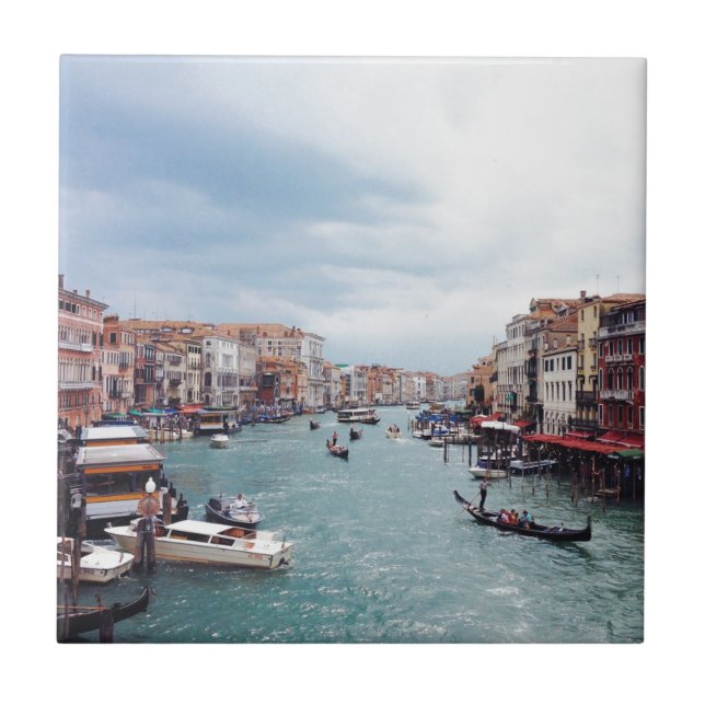 Vintages Italien - Venedig-Kanal-Foto Fliese (Vorderseite)