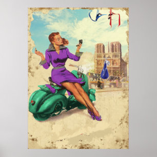 Vintages italienisches Mädchen Poster