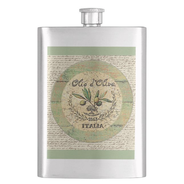 Vintages italienisches Olivenöl Decanter- Flachmann (Vorderseite)