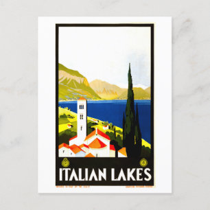 Vintages Italienisches Seen Reiseplakat Postkarte