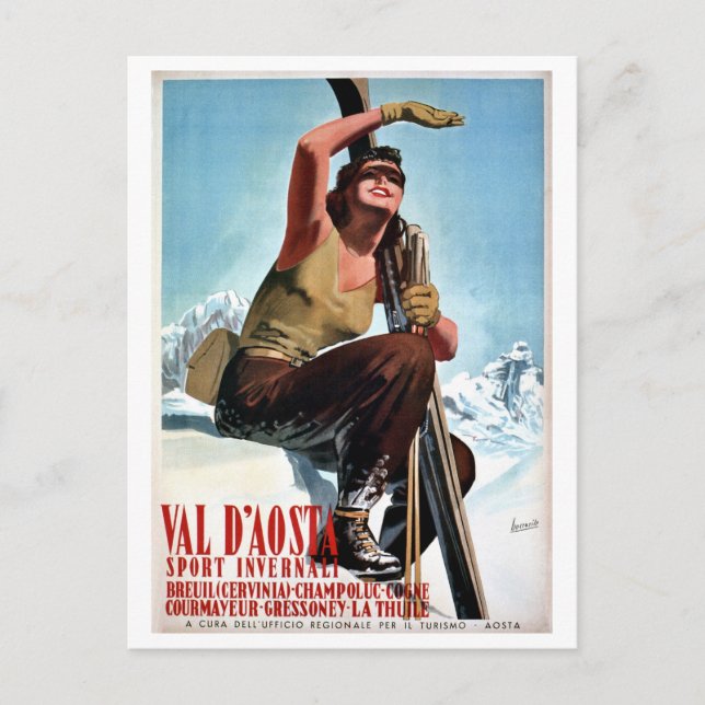 Vintages italienisches Wintersportort Postkarte (Vorderseite)