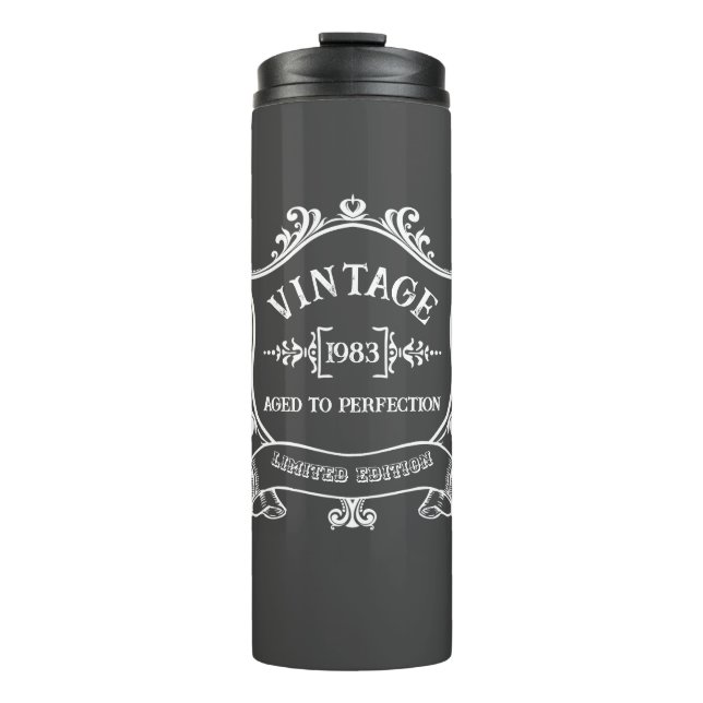 Vintages Jahr bis zum perfekten Geburtsjahr Thermosbecher (Vorderseite)