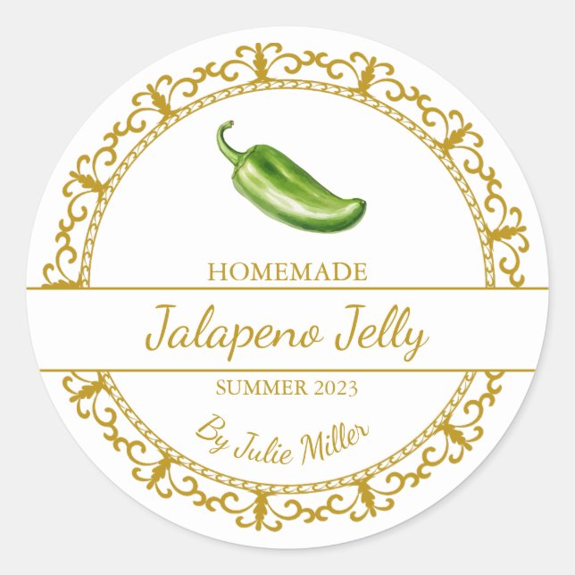 Vintages Jalapeno-Jelly-Label Runder Aufkleber (Vorderseite)