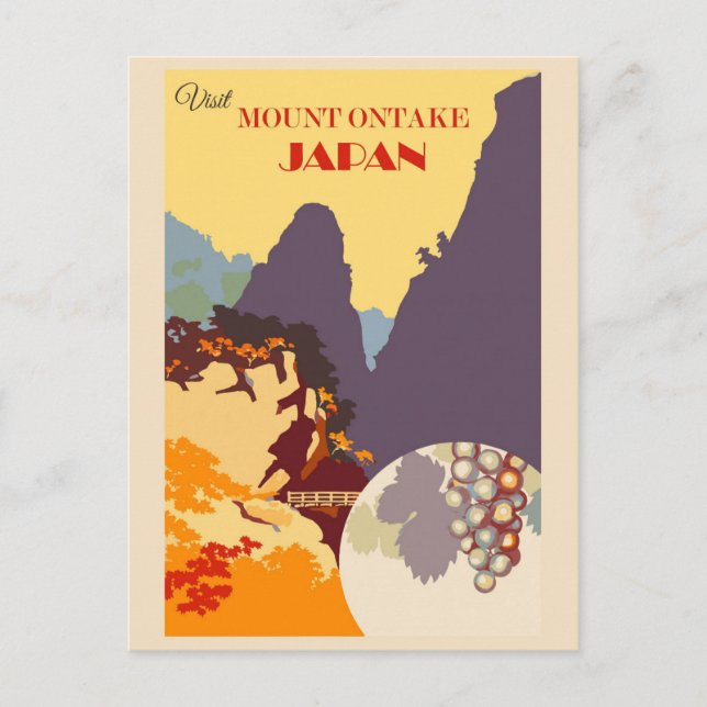 Vintages Japan Besuch Monte Ontake Postkarte (Vorderseite)