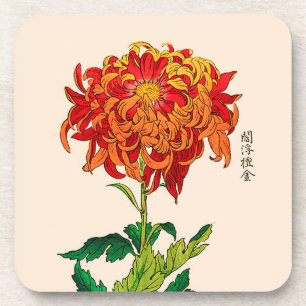 Vintages japanisches Chrysanthemum. Rost und Orang Getränkeuntersetzer
