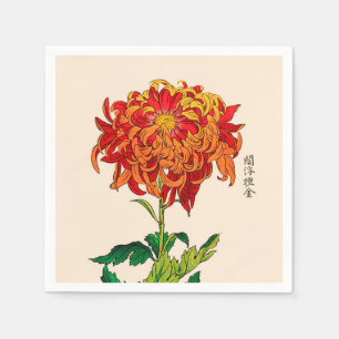 Vintages japanisches Chrysanthemum. Rost und Orang Serviette