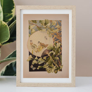 Vintages japanisches Fan Vintage Wandkunstposter Poster
