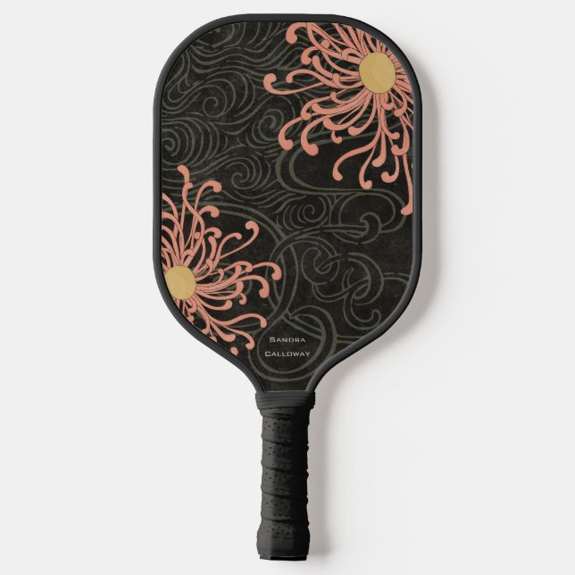 Vintages Japanisches Floral Pickleball Schläger (Rückseite)