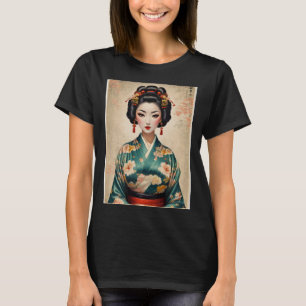 Vintages japanisches Geisha-Portrait T-Shirt