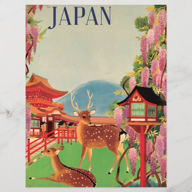 Vintages japanisches Hirsch- und Pagoda-Scrapbook (Rückseite)