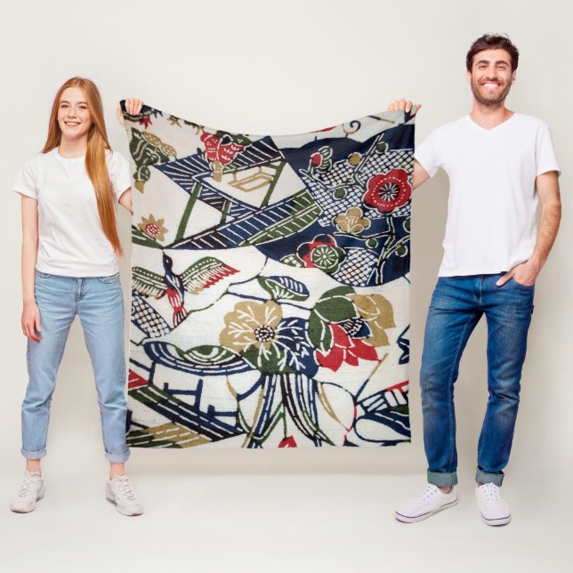 Vintages japanisches Kimono-Gewebe (Bingata) Fleecedecke (Beispiel)