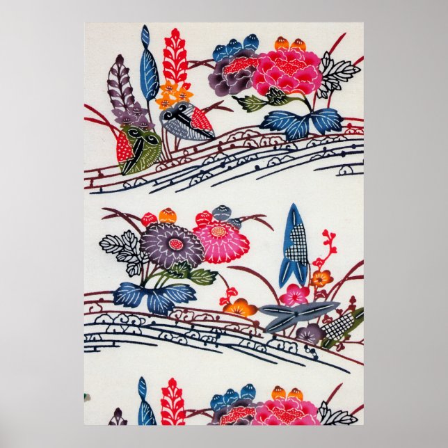 Vintages japanisches KIMONO-Muster Poster (Vorne)