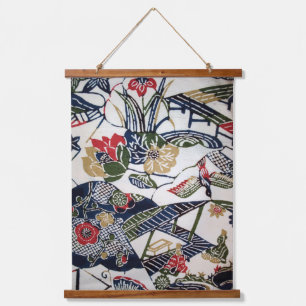 Vintages japanisches Kimono Textile (Bingata) Wandteppich Mit Holzrahmen