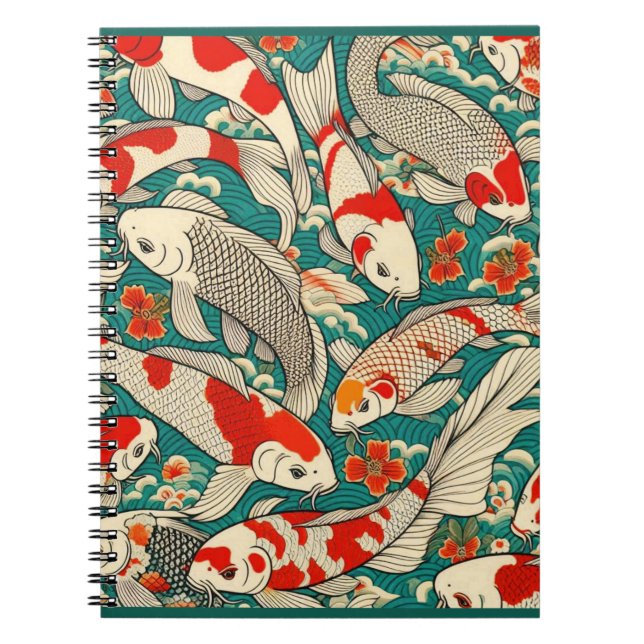 Vintages japanisches Koi-Fish-Mustergemälde Notizblock (Vorderseite)