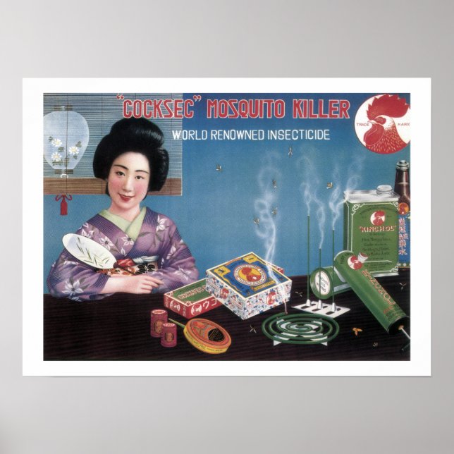 Vintages japanisches Moskito Killer Insektizid Adv Poster (Vorne)