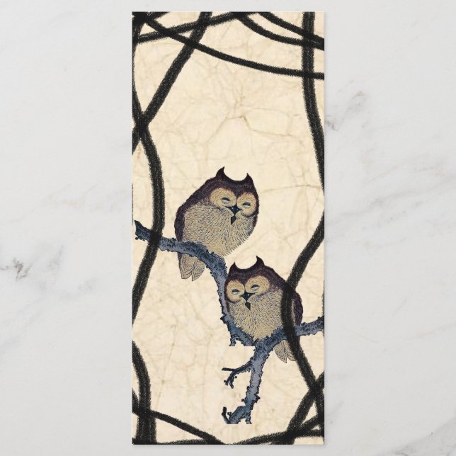 Vintages japanisches Owls-Hochzeitsprogramm Programm (Vorderseite)