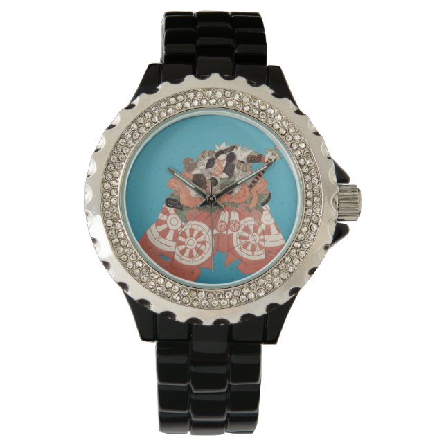 Vintages japanisches Portrait - Krieger mit Schwer Armbanduhr (Vorderseite)