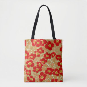 Vintages japanisches rotes Gold mit Blumen ganz Tasche