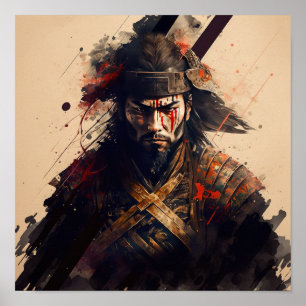 Vintages japanisches Samurai Warrior Art Print Pos Poster