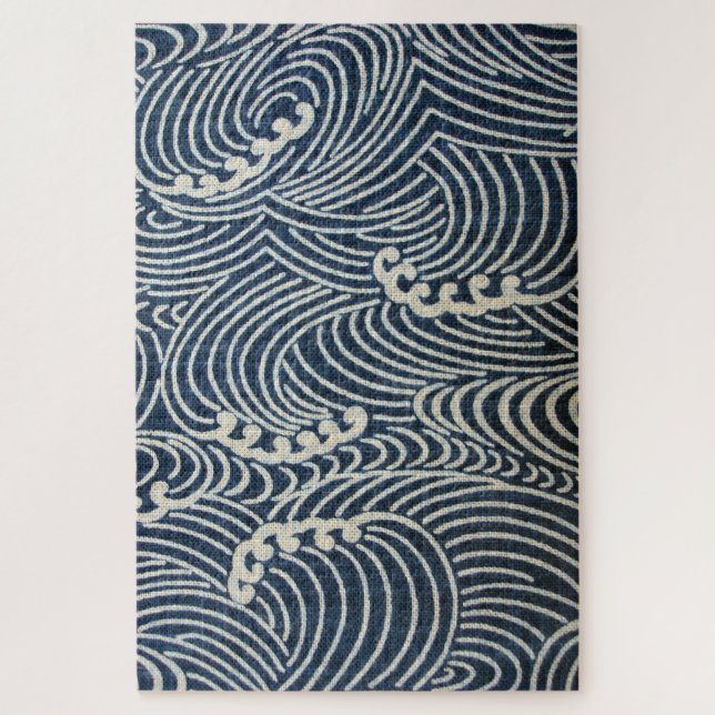 Vintages japanisches Textil, Wellenmuster (Vertikal)