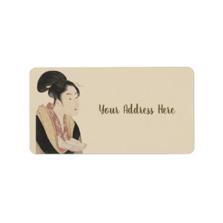 Vintages japanisches Ukiyo-e-Frauenportrait II Adressaufkleber