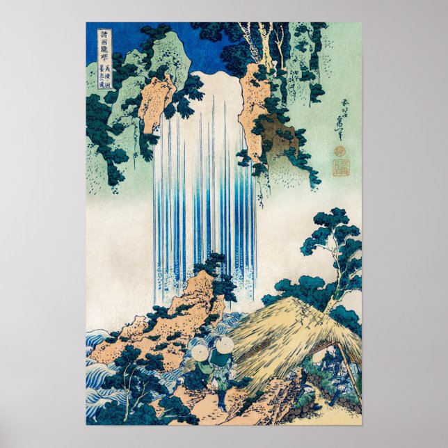 Vintages japanisches Woodblock Yoro Waterfall Mino Poster (Vorne)