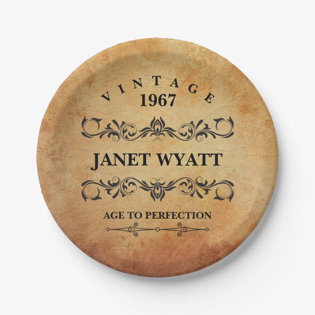 Vintages 🎈 jedes Lebensalter Pappteller (Vorderseite)