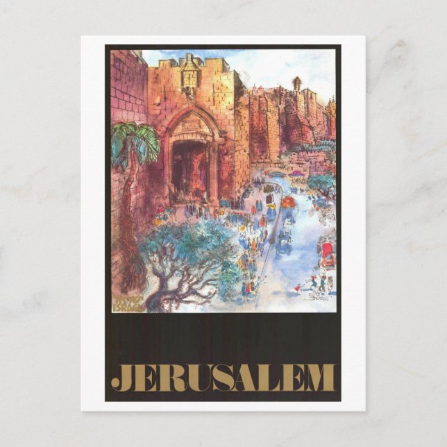 Vintages Jerusalem Reiseplakat Postkarte (Vorderseite)
