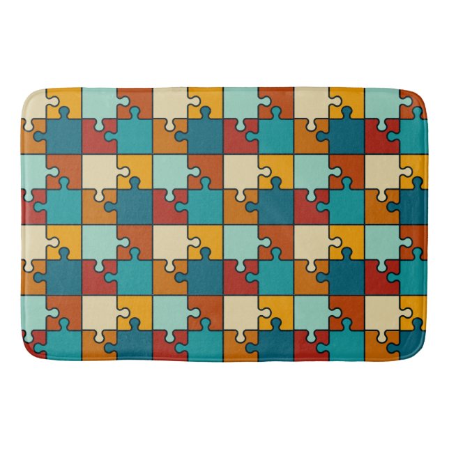 Vintages Jigsaw Puzzle Pieces Muster Badematte (Vorderseite)