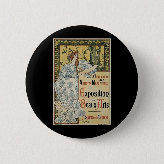Vintages Jugendstil, Ausstellung des Beaux Arts Button (Vorderseite)