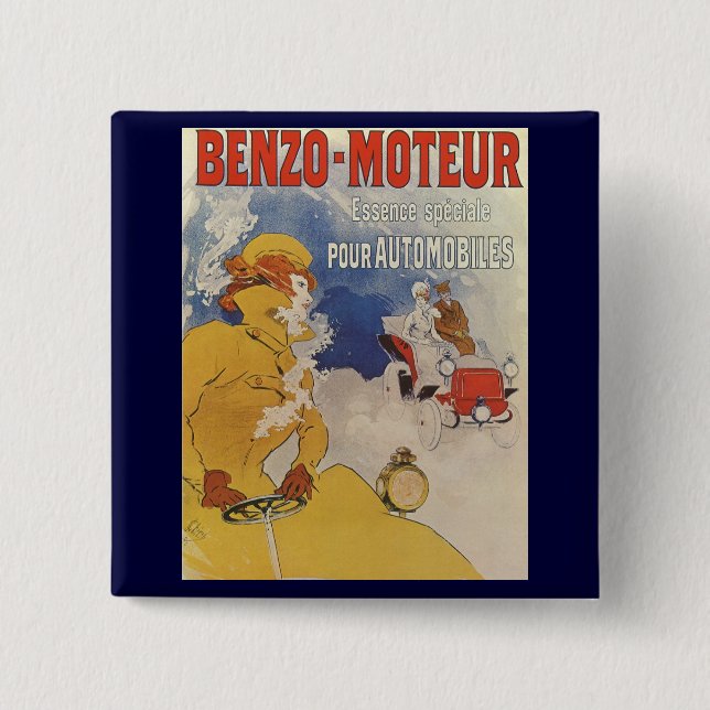 Vintages Jugendstil, Benzo Moteur von Jules Cheret Button (Vorderseite)