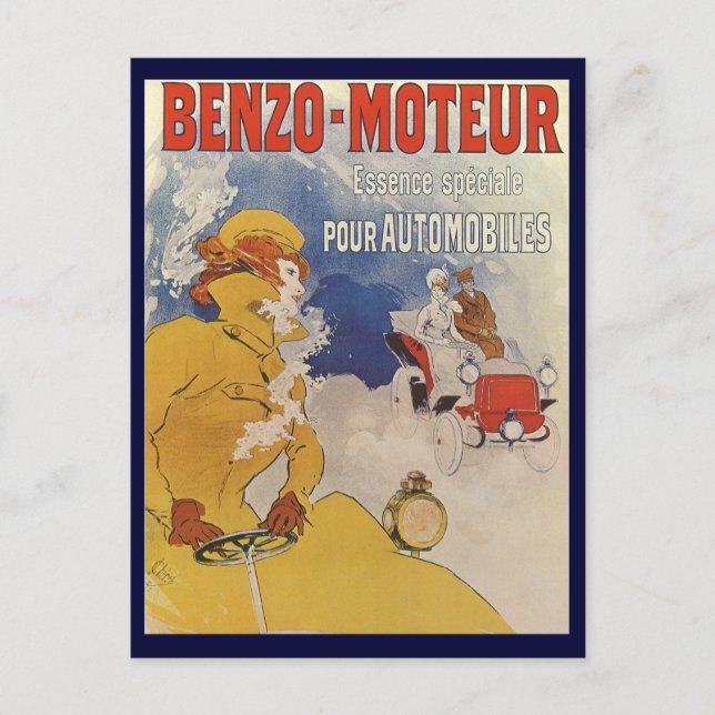 Vintages Jugendstil, Benzo Moteur von Jules Cheret Postkarte (Vorderseite)