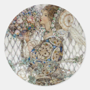 Vintages Jugendstil-Brautparty Runder Aufkleber
