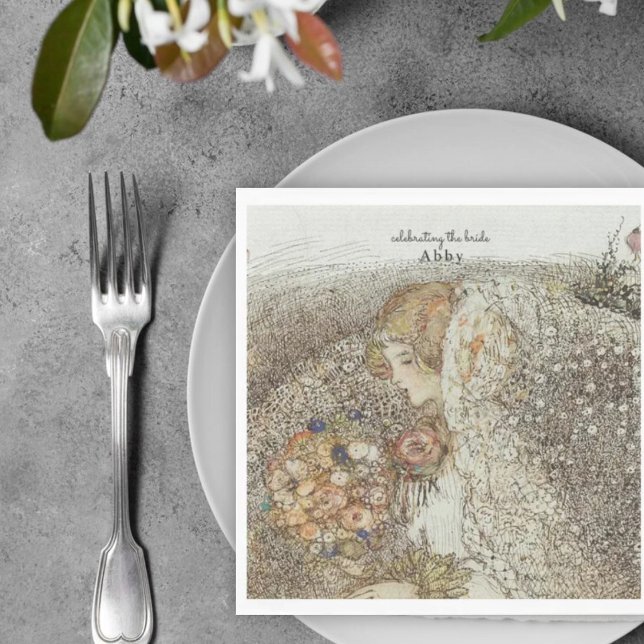Vintages Jugendstil-Brautparty Serviette (Von Creator hochgeladen)