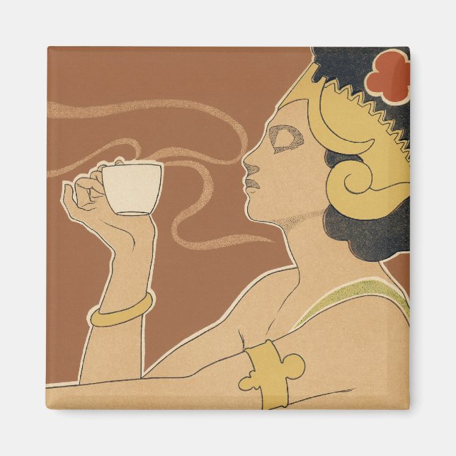Vintages Jugendstil-Café Rajah, Lady mit Kaffee Magnet (Vorne)