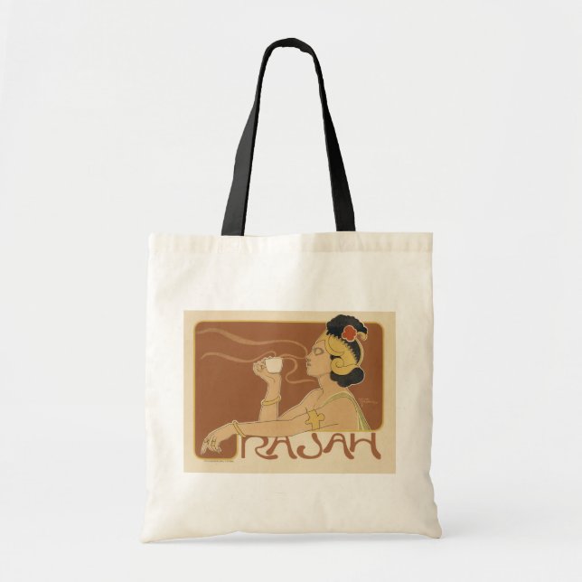Vintages Jugendstil-Café Rajah, Lady mit Kaffee Tragetasche (Vorne)