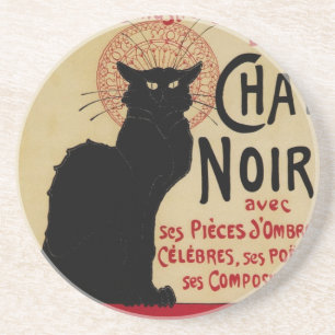 Vintages Jugendstil, Ce Soir Chat Noir Black Cat Getränkeuntersetzer