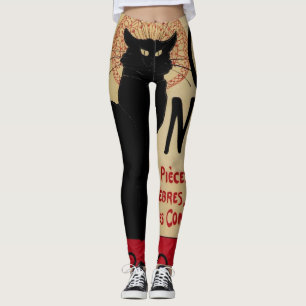 Vintages Jugendstil, Ce Soir Chat Noir Black Cat Leggings