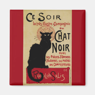 Vintages Jugendstil, Ce Soir Chat Noir Black Cat Magnet